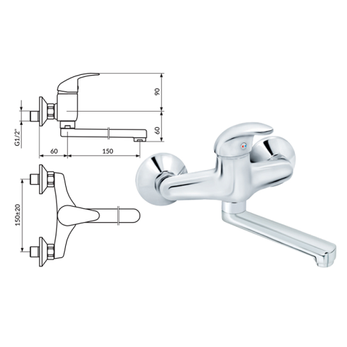 Baterija (Slavina) za sudoperu/lavabo Rosan Perla 150mm
