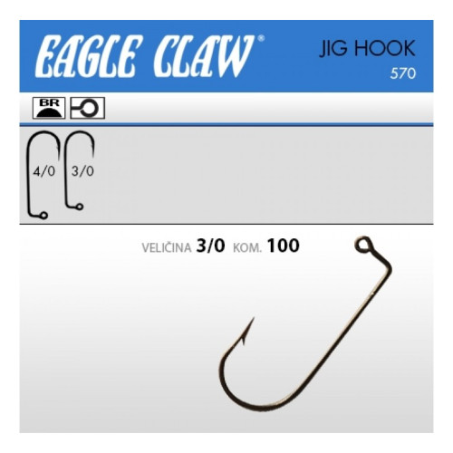 Jig  udice EAGLE CLAW 570 3/0 i 4/0 100kom